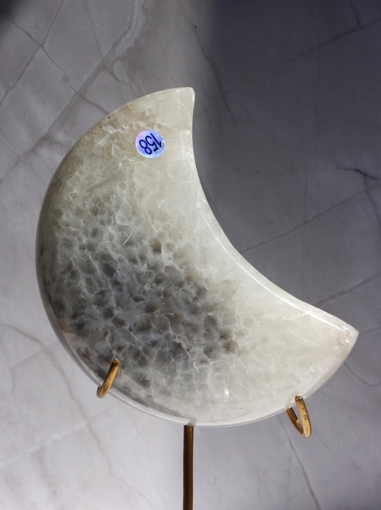 Lune en Agate Cristallisée n°158 – 500g | Socle inclus 💎