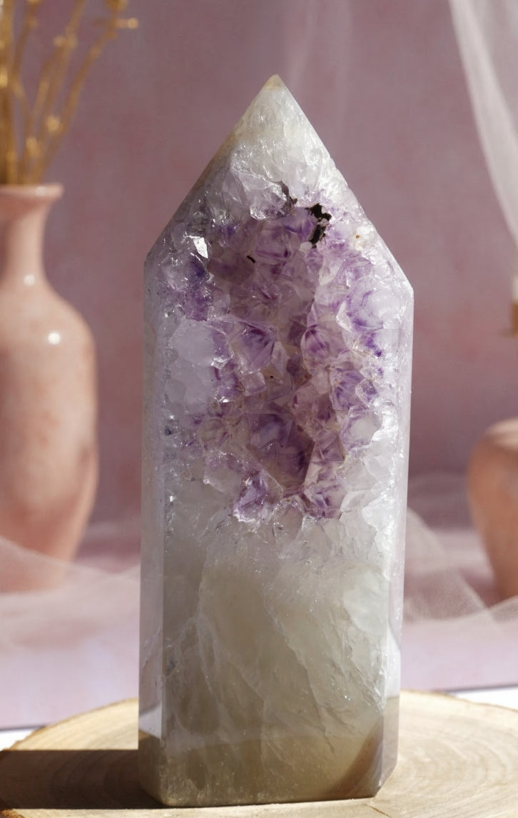 Pointe d’agate cristallisée du Brésil – 179g – 10 cm 💎