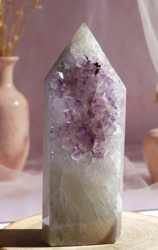 Pointe d’agate cristallisée du Brésil – 179g – 10 cm 💎