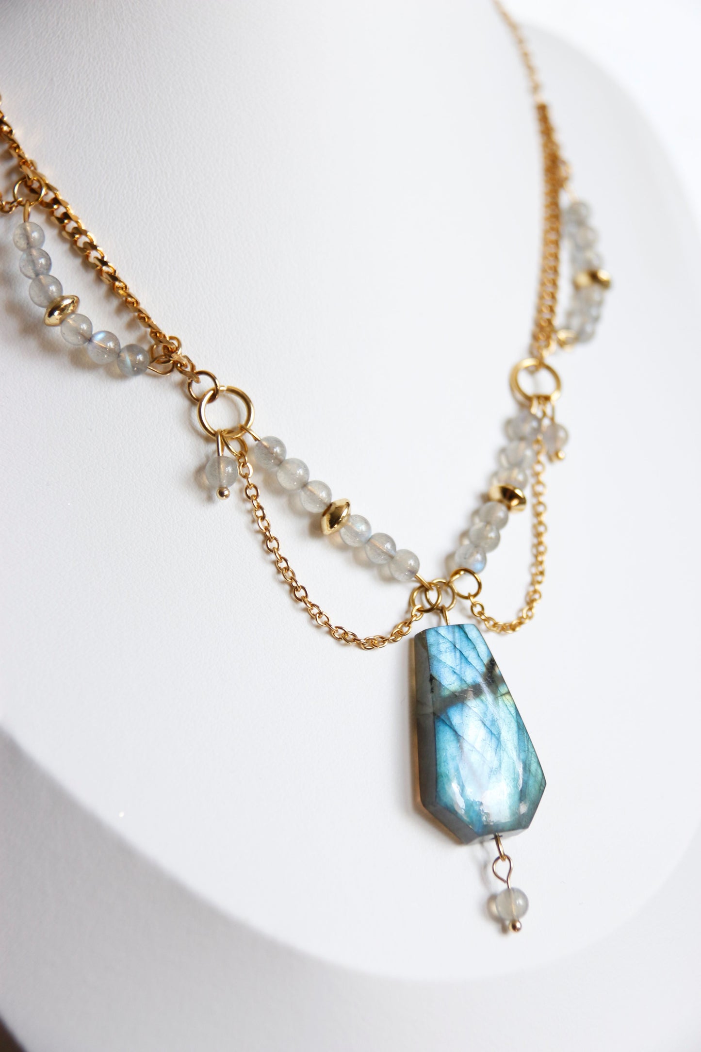 Collier "Aurora" en Acier Inoxydable avec Labradorite - Modèle Unique