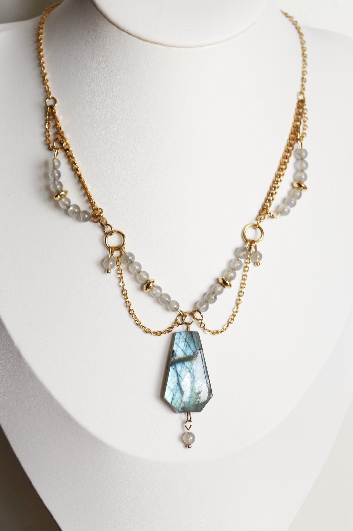 Collier "Aurora" en Acier Inoxydable avec Labradorite - Modèle Unique