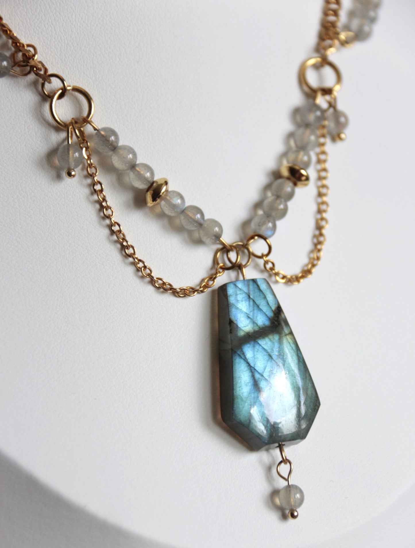 Collier "Aurora" en Acier Inoxydable avec Labradorite - Modèle Unique