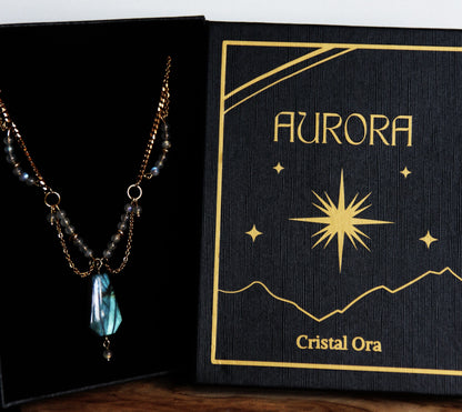 Collier "Aurora" en Acier Inoxydable avec Labradorite - Modèle Unique