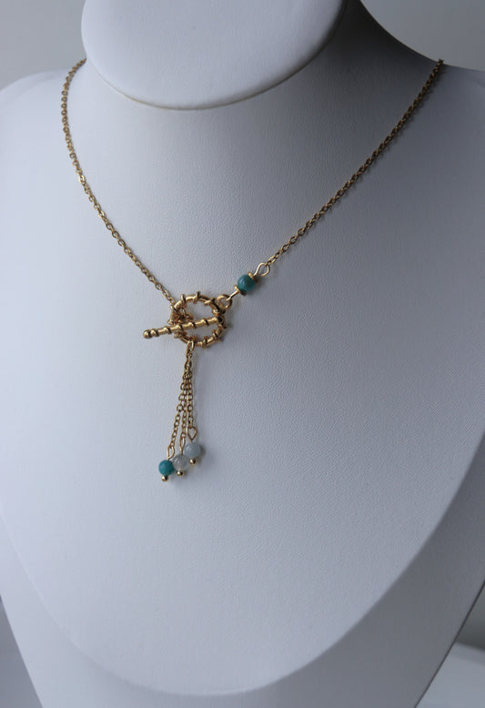 Apatite, angélite et labradorite - Collier trio n°95