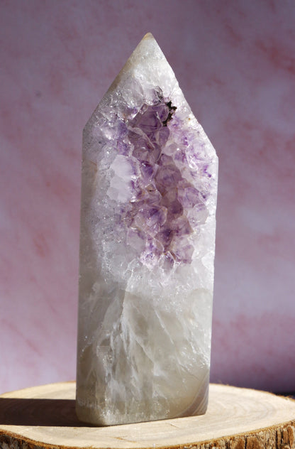 Pointe d’agate cristallisée du Brésil – 179g – 10 cm