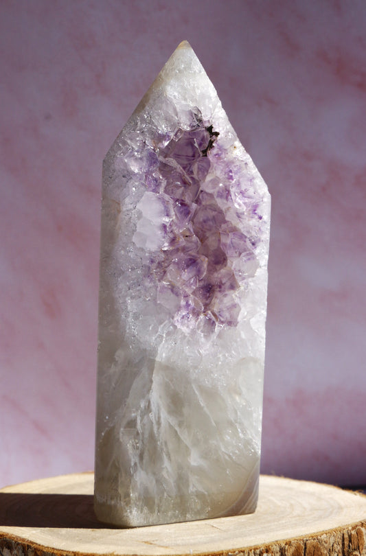 Pointe d’agate cristallisée du Brésil – 179g – 10 cm 💎