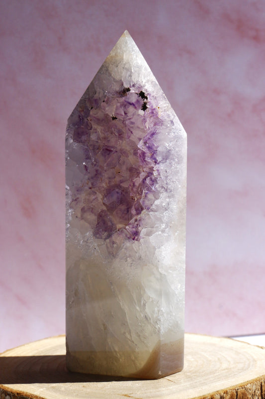 Pointe d’agate cristallisée du Brésil – 179g – 10 cm