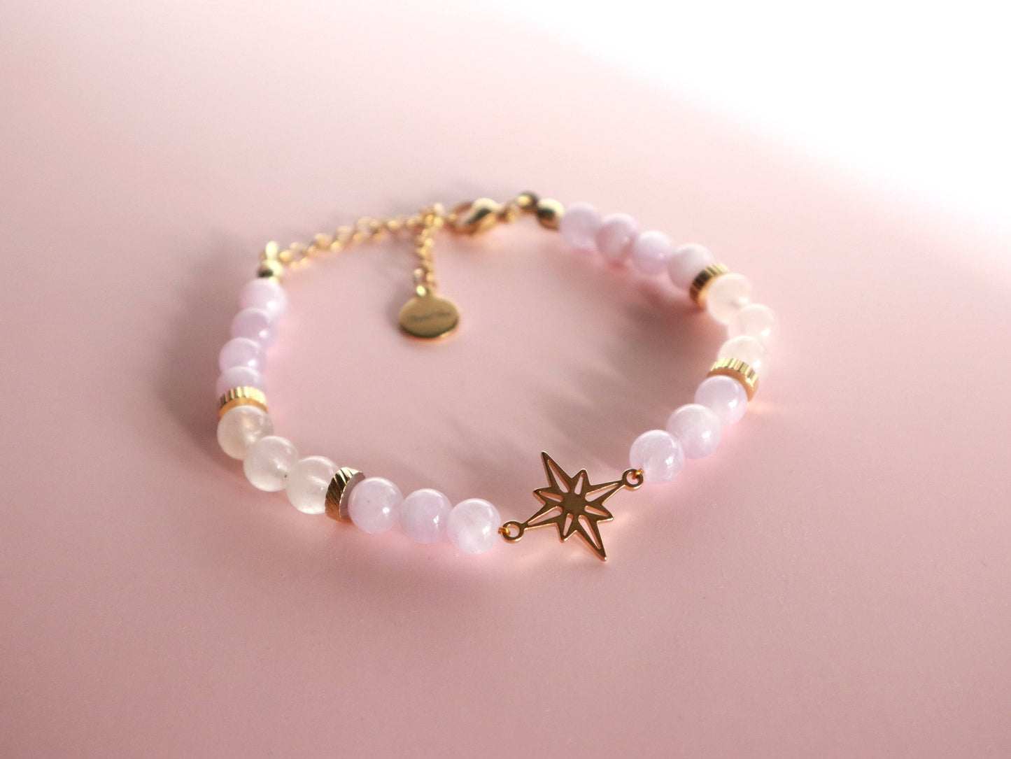 Bracelet "Câlin du Cœur" - Kunzite & Quartz Rose