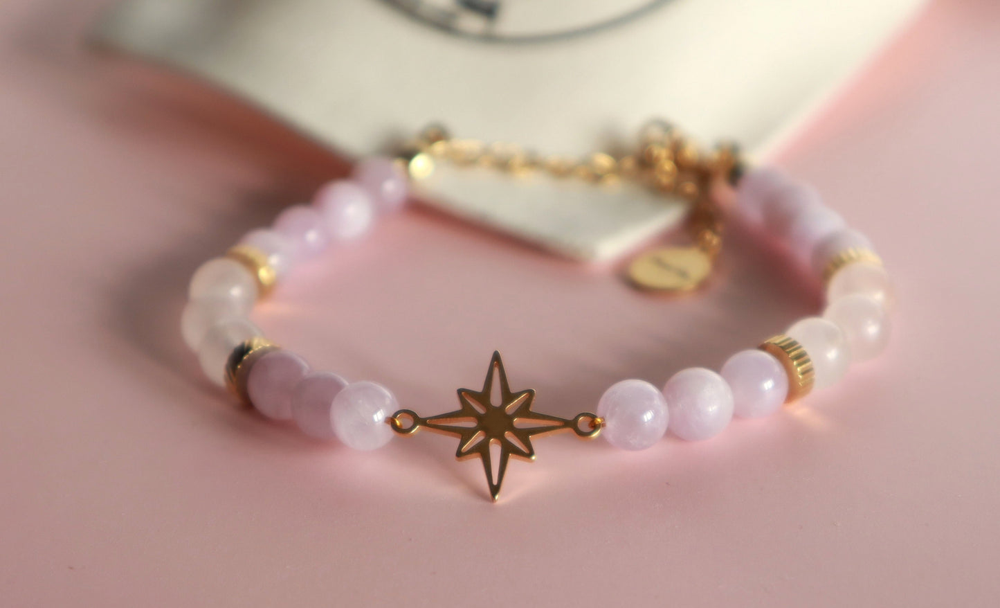 Bracelet "Câlin du Cœur" - Kunzite & Quartz Rose