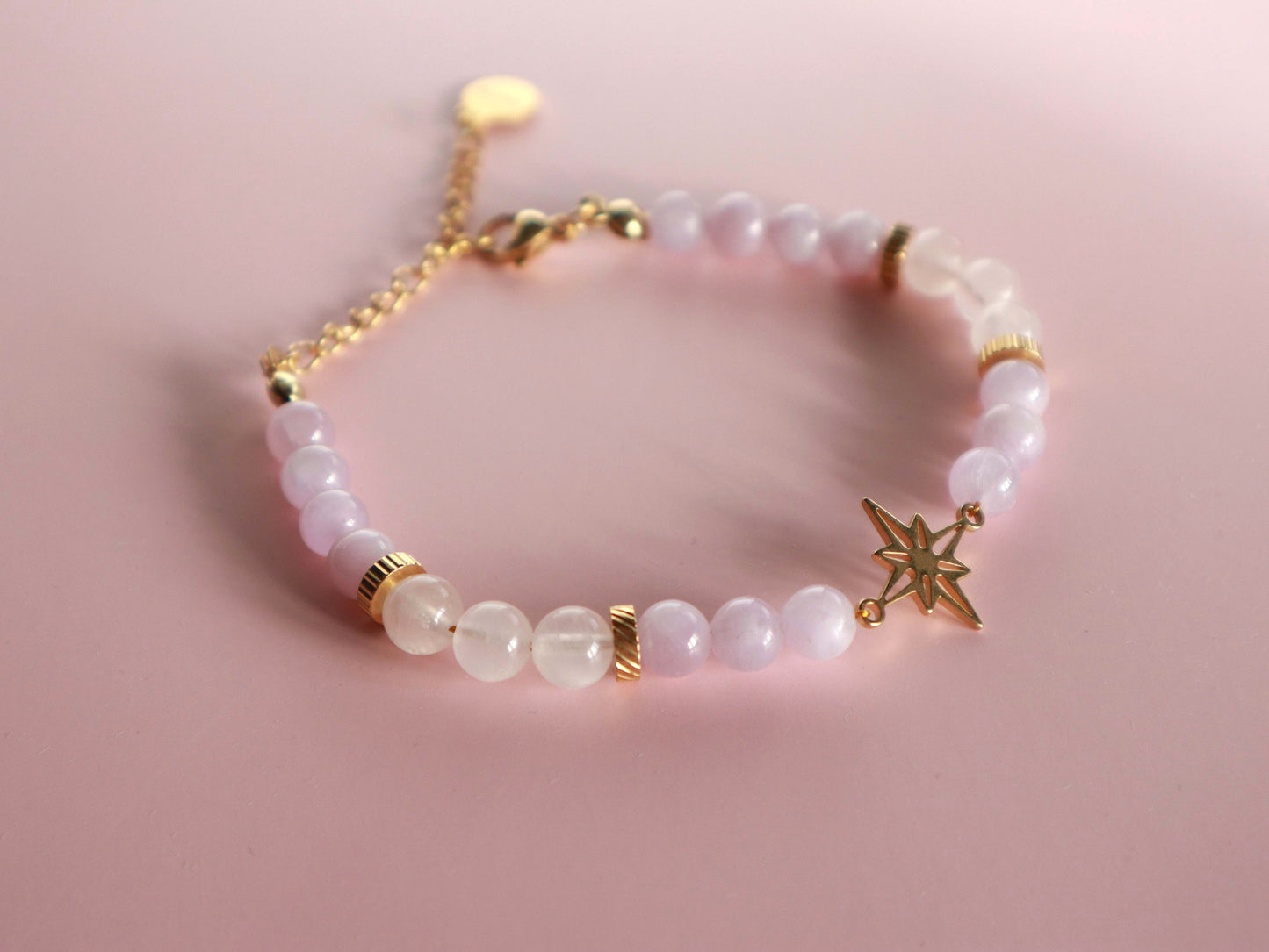 Bracelet "Câlin du Cœur" - Kunzite & Quartz Rose