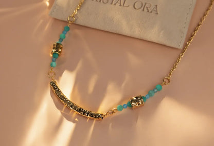 Collier Marina - Amazonite & Apatite | Acier Inoxydable Doré