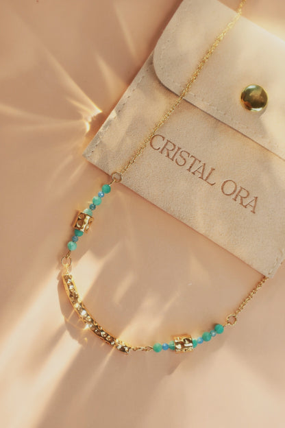 Collier Marina - Amazonite & Apatite | Acier Inoxydable Doré