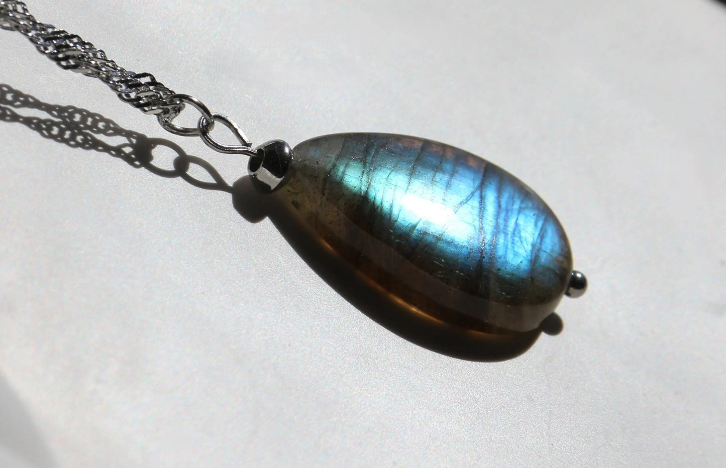 Labradorite - Collier acier inoxydable n°350 Cristal Ora