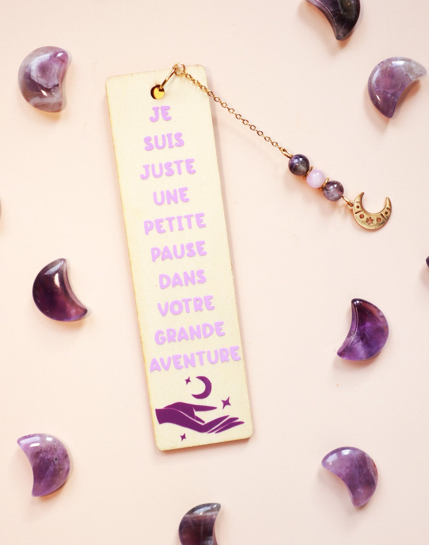 Marque-page "Pause Lecture" - Améthyste & kunzite