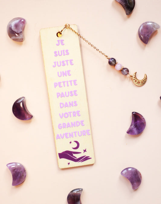 Marque-page "Pause Lecture" - Améthyste & kunzite