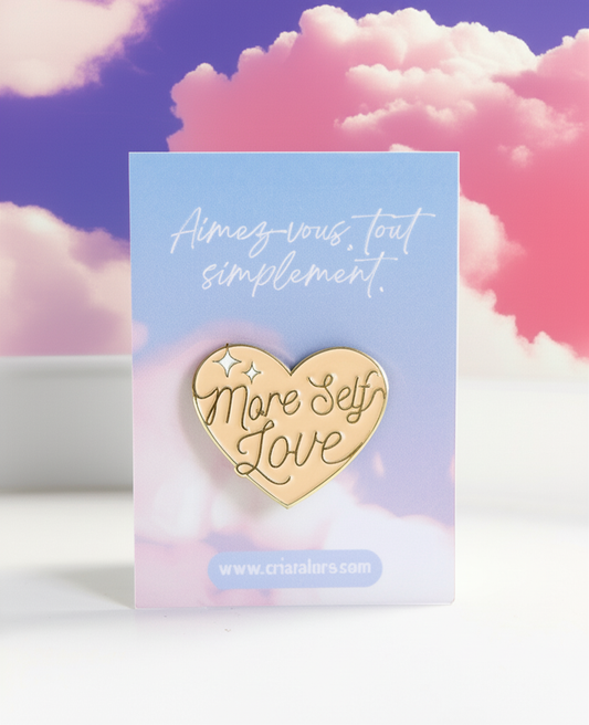 Pin's « More Self Love » – Métal pêche clair & doré