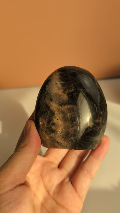 Pierre de lune noire – Forme libre n°313 | 227g | Origine Madagascar
